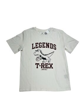 H&M Cream Crewneck Graphic Dinosaur Tee - Cream
